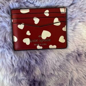 Kate Spade Red Card Holder with White Hearts